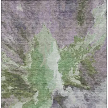 9' X 12' Green And Purple Abstract Washable Indoor Outdoor Area Rug