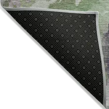 9' X 12' Green And Purple Abstract Washable Indoor Outdoor Area Rug