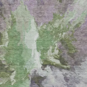 9' X 12' Green And Purple Abstract Washable Indoor Outdoor Area Rug