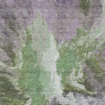 10' X 14' Green And Purple Abstract Washable Indoor Outdoor Area Rug