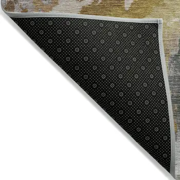 8' X 10' Gold And Gray Abstract Washable Indoor Outdoor Area Rug