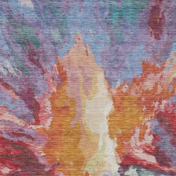 5' X 8' Orange Red And Teal Blue Abstract Washable Indoor Outdoor Area Rug
