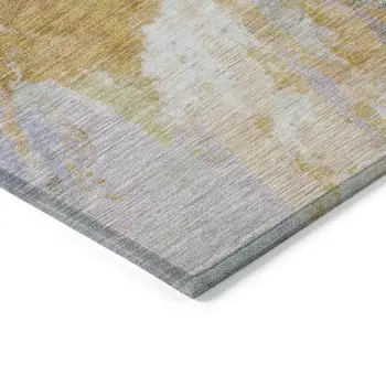 3' X 5' Rust And Lavender Abstract Washable Indoor Outdoor Area Rug