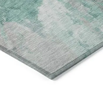 3' X 5' Teal Blue And Lavender Abstract Washable Indoor Outdoor Area Rug