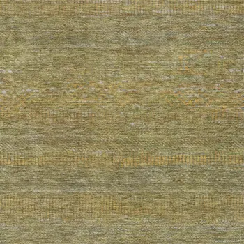 3' X 5' Sage And Gold Striped Washable Indoor Outdoor Area Rug