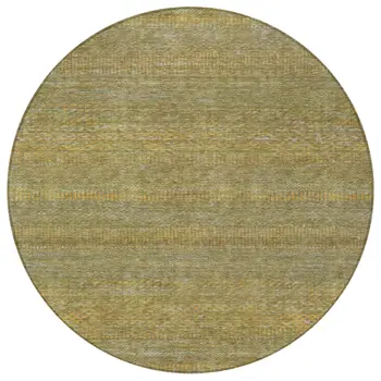 8' Sage And Gold Round Striped Washable Indoor Outdoor Area Rug