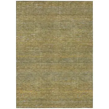 10' X 14' Sage And Gold Striped Washable Indoor Outdoor Area Rug