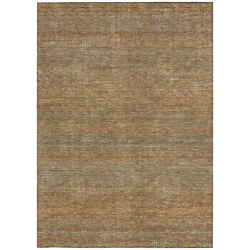 3' X 5' Taupe And Brown Striped Washable Indoor Outdoor Area Rug
