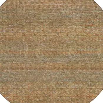 8' Taupe And Brown Round Striped Washable Indoor Outdoor Area Rug