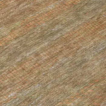 8' Taupe And Brown Round Striped Washable Indoor Outdoor Area Rug