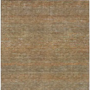 8' X 10' Taupe And Brown Striped Washable Indoor Outdoor Area Rug