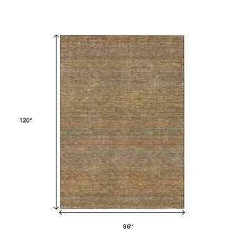 8' X 10' Taupe And Brown Striped Washable Indoor Outdoor Area Rug