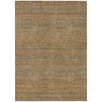 8' X 10' Taupe And Brown Striped Washable Indoor Outdoor Area Rug