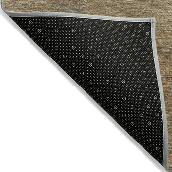 8' X 10' Taupe And Brown Striped Washable Indoor Outdoor Area Rug
