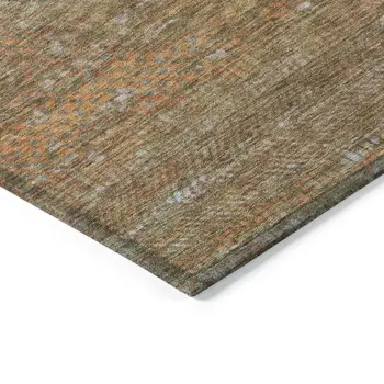 8' X 10' Taupe And Brown Striped Washable Indoor Outdoor Area Rug