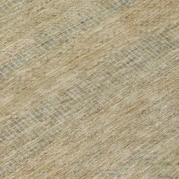 8' Beige And Taupe Round Striped Washable Indoor Outdoor Area Rug