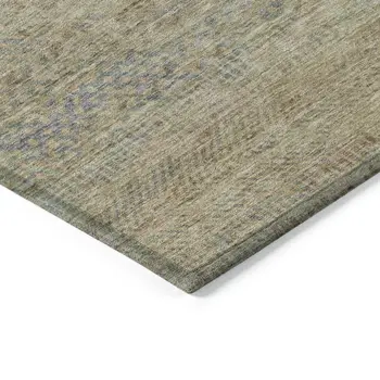 9' X 12' Beige And Taupe Striped Washable Indoor Outdoor Area Rug
