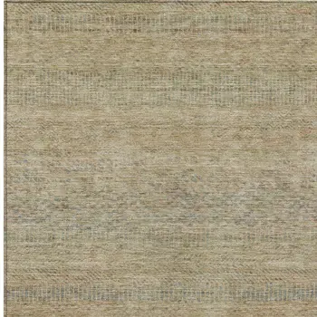 10' X 14' Beige And Taupe Striped Washable Indoor Outdoor Area Rug