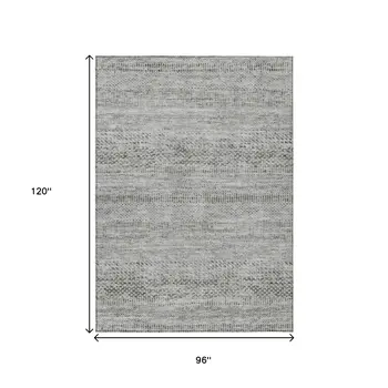 8' X 10' Gray And Charcoal Striped Washable Indoor Outdoor Area Rug