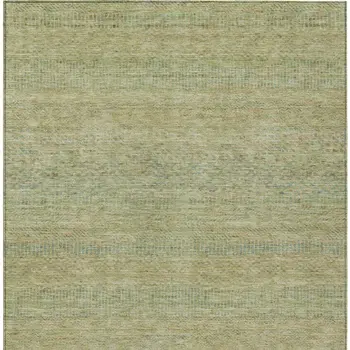3' X 5' Wheat And Sage Striped Washable Indoor Outdoor Area Rug