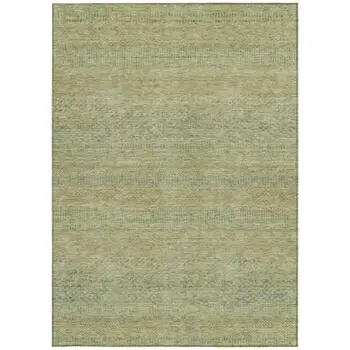 10' X 14' Wheat And Sage Striped Washable Indoor Outdoor Area Rug
