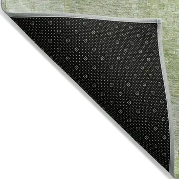5' X 8' Artichoke Green And Mint Green Abstract Washable Indoor Outdoor Area Rug