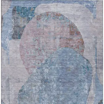 3' X 5' Blue And Sky Blue Abstract Washable Indoor Outdoor Area Rug