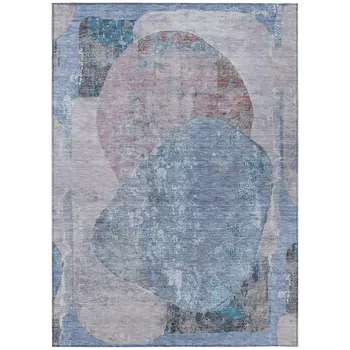 3' X 5' Blue And Sky Blue Abstract Washable Indoor Outdoor Area Rug