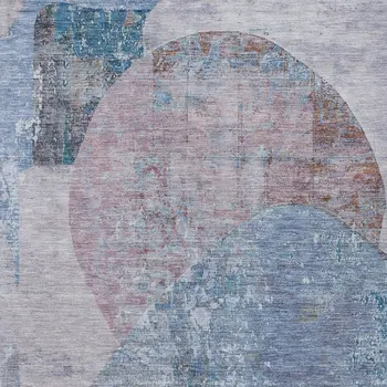 3' X 5' Blue And Sky Blue Abstract Washable Indoor Outdoor Area Rug