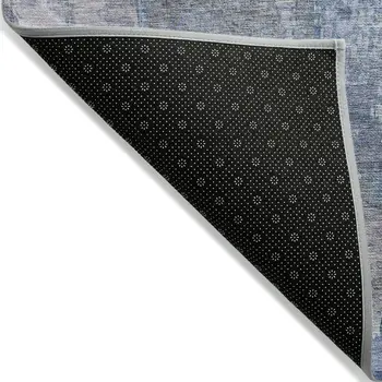 5' X 8' Blue And Sky Blue Abstract Washable Indoor Outdoor Area Rug