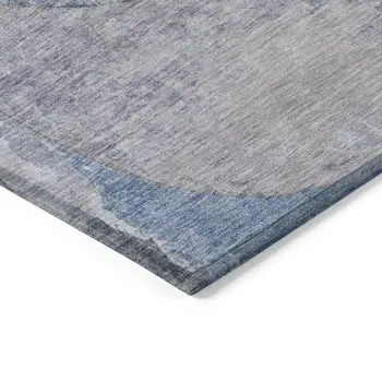 9' X 12' Blue And Sky Blue Abstract Washable Indoor Outdoor Area Rug