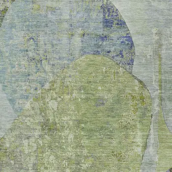 3' X 5' Green And Blue Abstract Washable Indoor Outdoor Area Rug