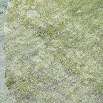 8' Green And Blue Round Abstract Washable Indoor Outdoor Area Rug