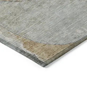 5' X 8' Gray And Rust Abstract Washable Indoor Outdoor Area Rug