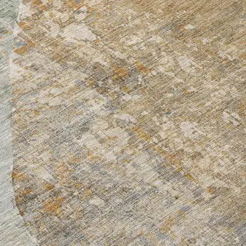 8' Gray And Rust Round Abstract Washable Indoor Outdoor Area Rug