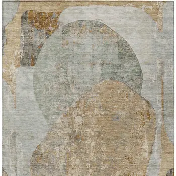 9' X 12' Gray And Rust Abstract Washable Indoor Outdoor Area Rug