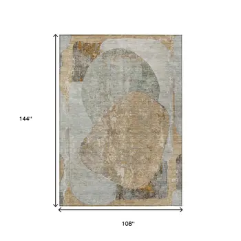 9' X 12' Gray And Rust Abstract Washable Indoor Outdoor Area Rug