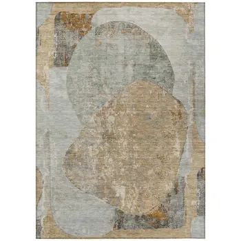 9' X 12' Gray And Rust Abstract Washable Indoor Outdoor Area Rug
