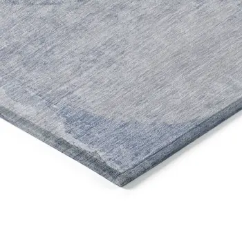 5' X 8' Sky Blue And Denim Blue Abstract Washable Indoor Outdoor Area Rug