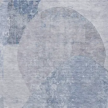 10' X 14' Sky Blue And Denim Blue Abstract Washable Indoor Outdoor Area Rug