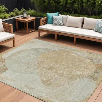 8' X 10' Taupe And Beige Abstract Washable Indoor Outdoor Area Rug