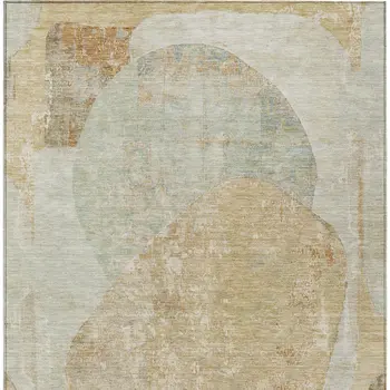 9' X 12' Taupe And Beige Abstract Washable Indoor Outdoor Area Rug