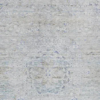 10' X 14' Beige And Blue Medallion Washable Indoor Outdoor Area Rug