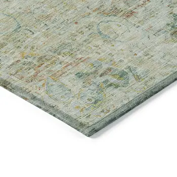 8' X 10' Sage And Copper Medallion Washable Indoor Outdoor Area Rug