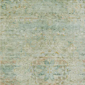 10' X 14' Sage And Copper Medallion Washable Indoor Outdoor Area Rug