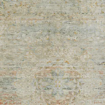 10' X 14' Tan And Beige Medallion Washable Indoor Outdoor Area Rug