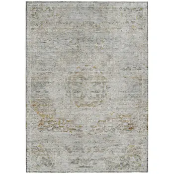 5' X 8' Taupe And Beige Medallion Washable Indoor Outdoor Area Rug