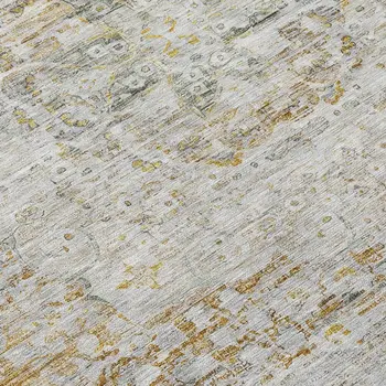 8' Taupe And Beige Round Medallion Washable Indoor Outdoor Area Rug