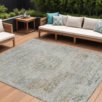 8' X 10' Taupe And Beige Medallion Washable Indoor Outdoor Area Rug