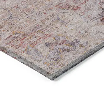 5' X 8' Terra Cotta And Beige Medallion Washable Indoor Outdoor Area Rug